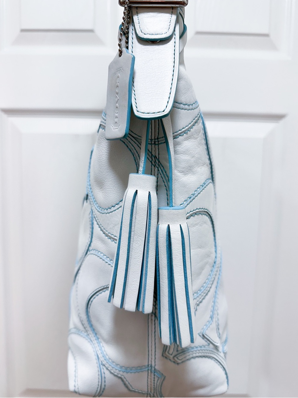 Coach Legacy Omotesando Flagship Duffle White Leather Patchwork Crossbody 23421 - Picture 10 of 16